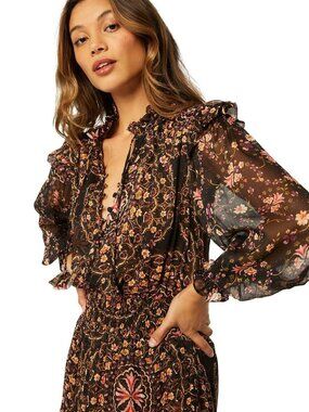 MISA Los Angeles Floral Maxi Dress – Size Small – Boho Luxury